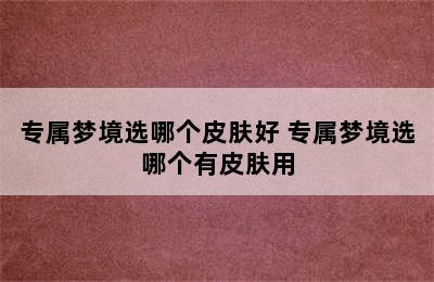 专属梦境选哪个皮肤好 专属梦境选哪个有皮肤用